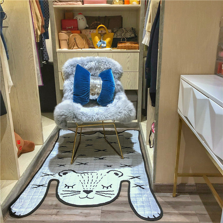 White Tiger Plush Play Mat – Perfect for Kids' Room Decor