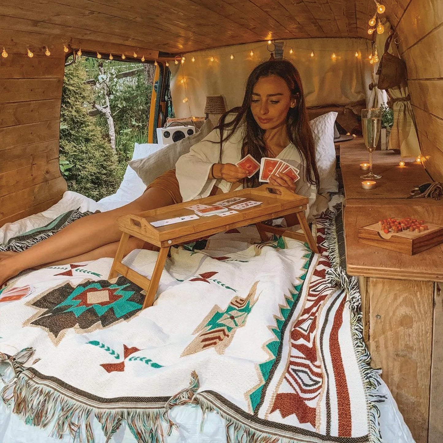 Tribal Linen Blanket: Boho Chic for Outdoor Comfort and Style