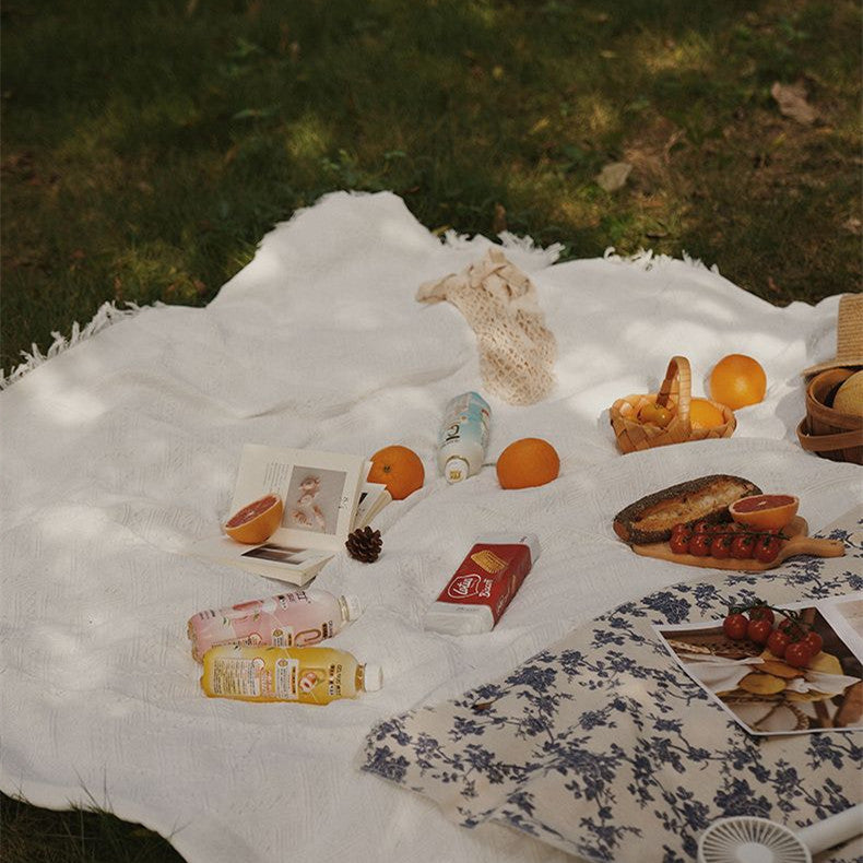 Chic Outdoor Camping Picnic Mat in Elegant White Design