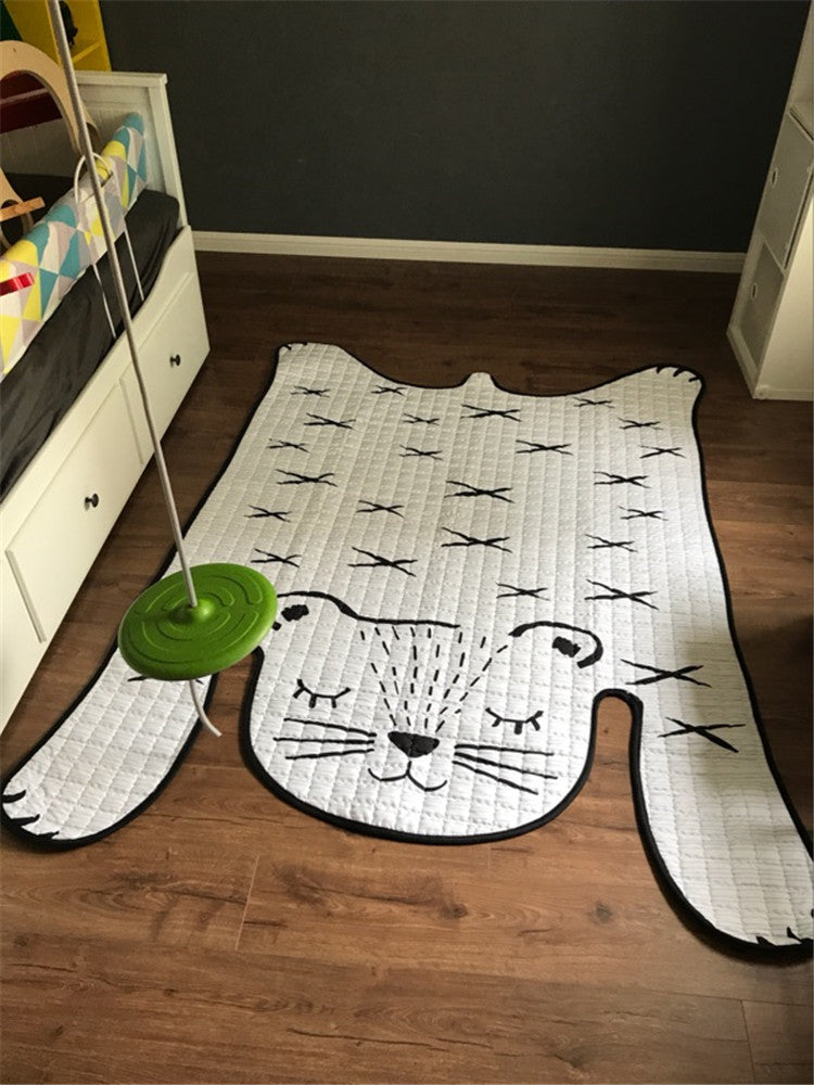 White Tiger Plush Play Mat – Perfect for Kids' Room Decor