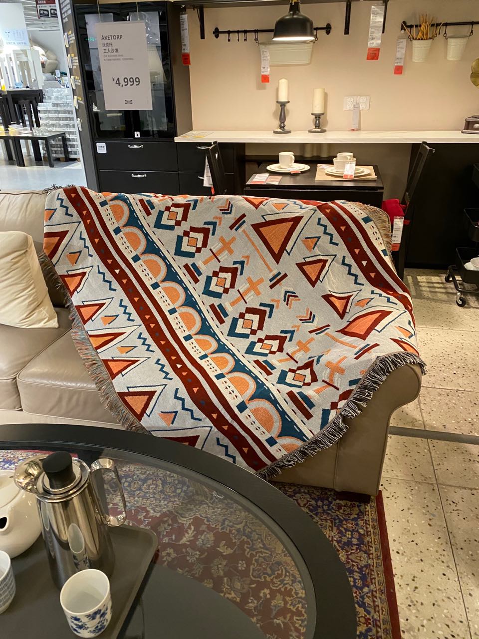 Chic Geometric Sofa Towel Picnic Blanket in Ethnic Style