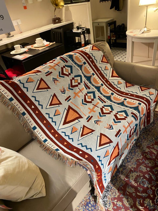 Chic Geometric Sofa Towel Picnic Blanket in Ethnic Style