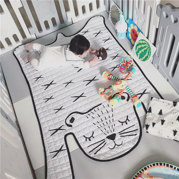 White Tiger Plush Play Mat – Perfect for Kids' Room Decor