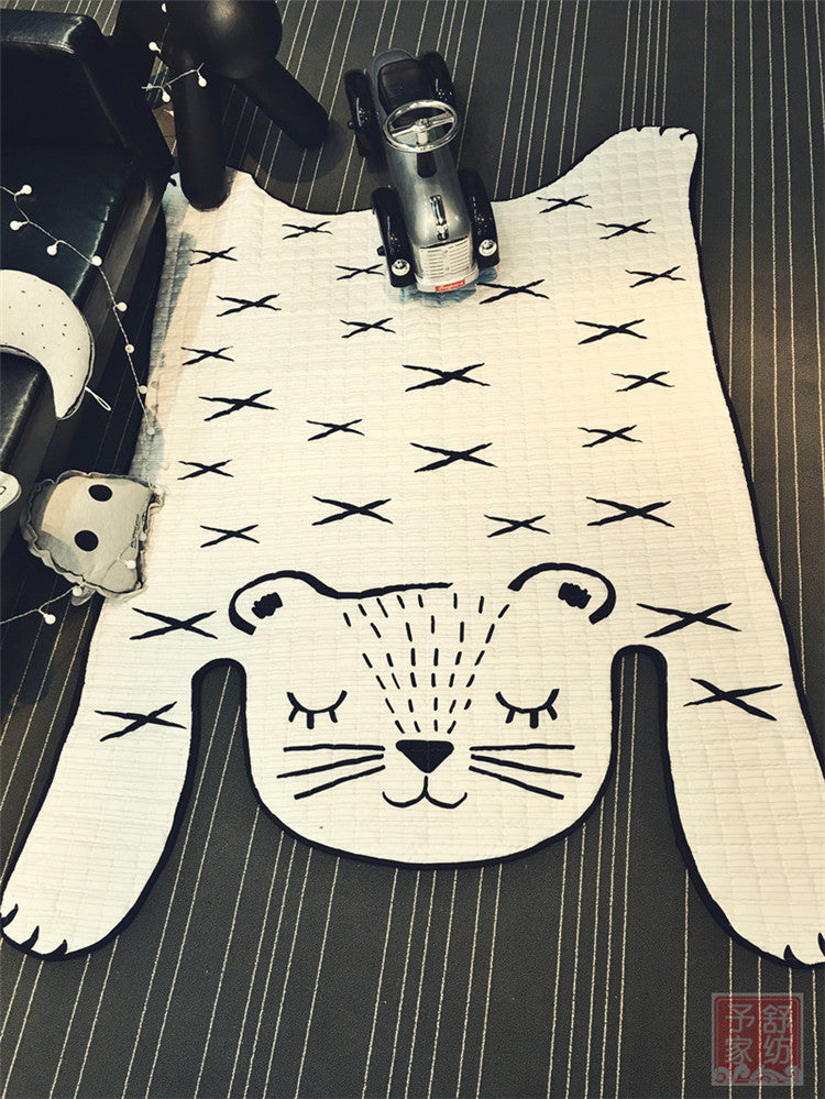 White Tiger Plush Play Mat – Perfect for Kids' Room Decor