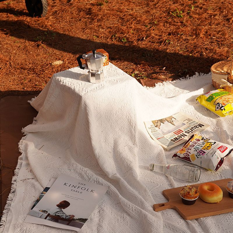 Chic Outdoor Camping Picnic Mat in Elegant White Design