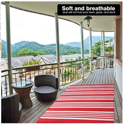 Versatile PP Plastic Straw Picnic Rug: Indoor Comfort and Outdoor Convenience-Red Stripe Style