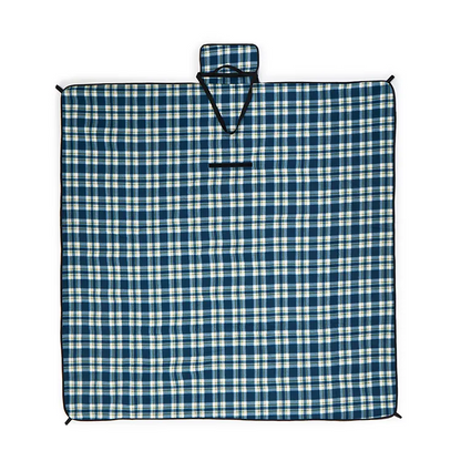 Foldable Waterproof Picnic Blanket for Outdoor Adventures-Blue checked