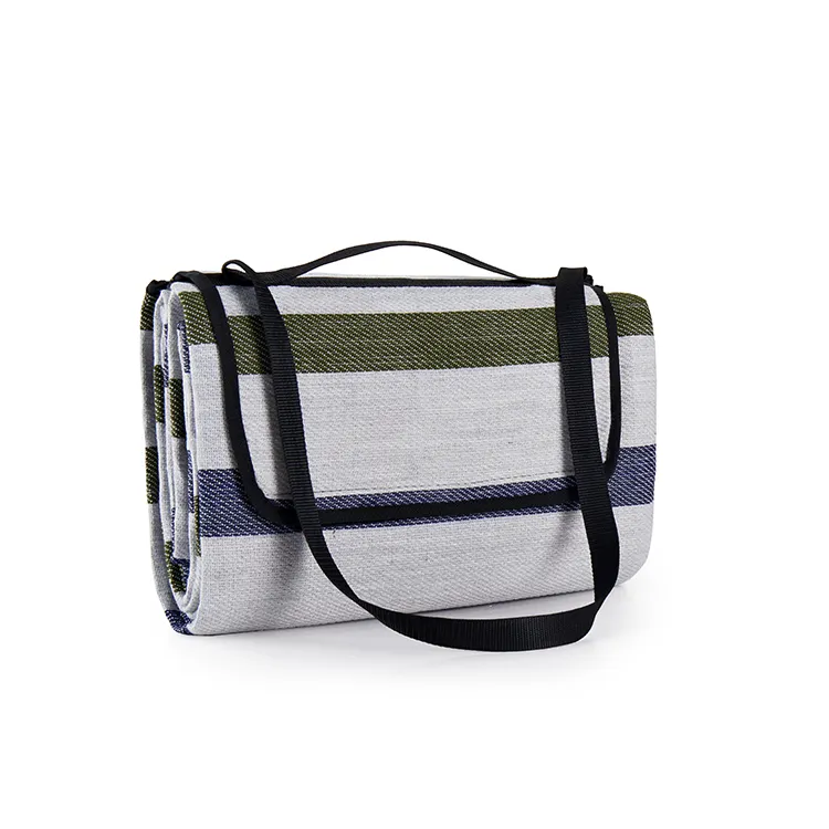 Large Waterproof Picnic Blanket - Portable, Foldable-Grey Color with Strip