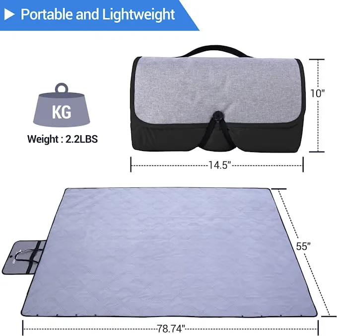 Large Waterproof Outdoor Blanket: Warm Fleece, Cold Weather Insulation-Grey