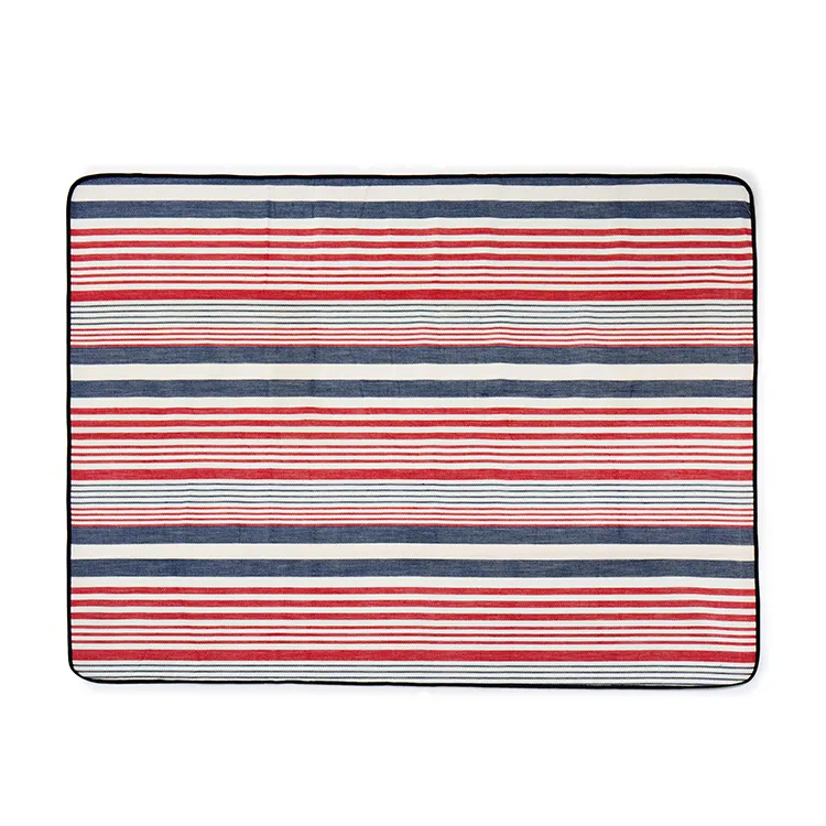 Portable Waterproof Picnic Blanket for Outdoor Activities-Red Color with stripes