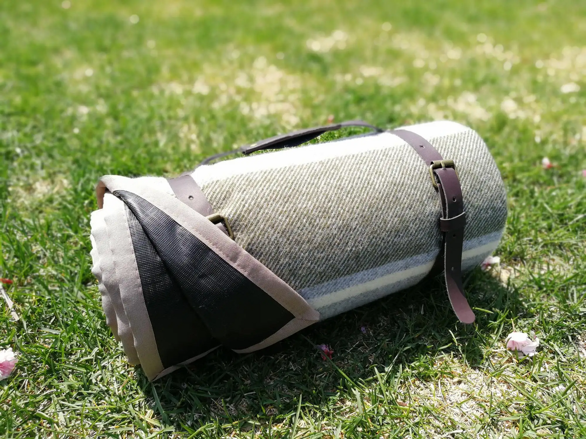 Grey Picnic Pattern Travel-Friendly Waterproof Picnic Mat - Grey | Picnic Rugs Australia