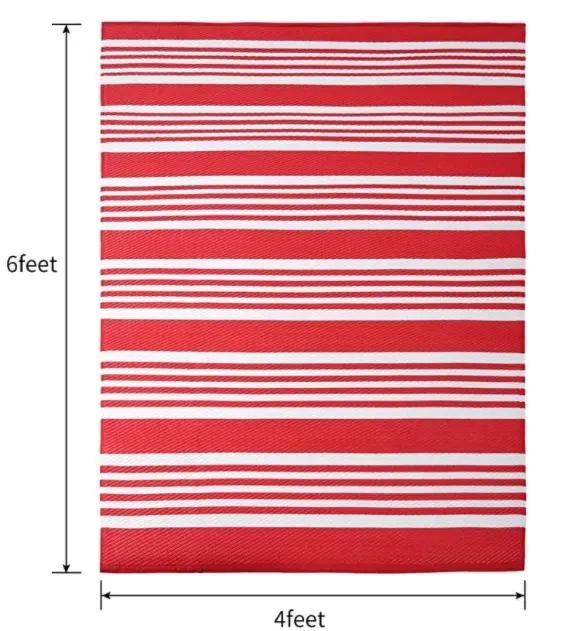 Versatile PP Plastic Straw Picnic Rug: Indoor Comfort and Outdoor Convenience-Red Stripe Style