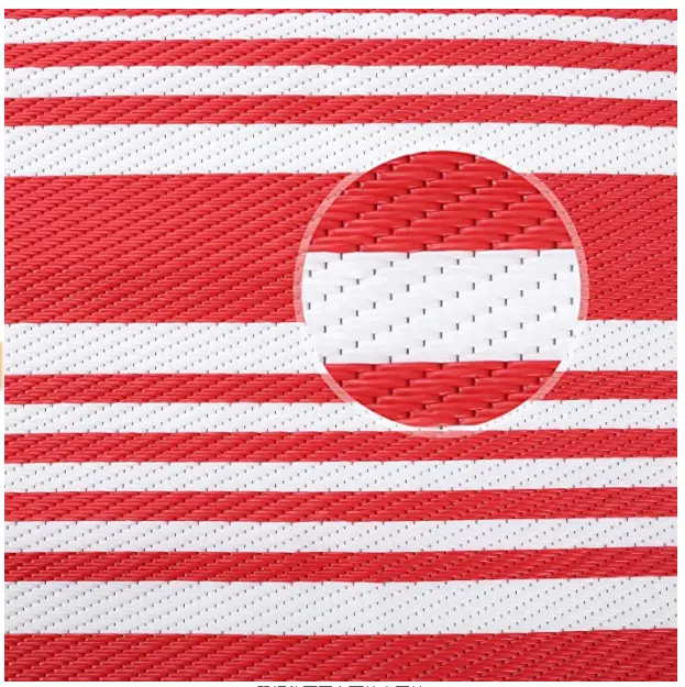 Versatile PP Plastic Straw Picnic Rug: Indoor Comfort and Outdoor Convenience-Red Stripe Style