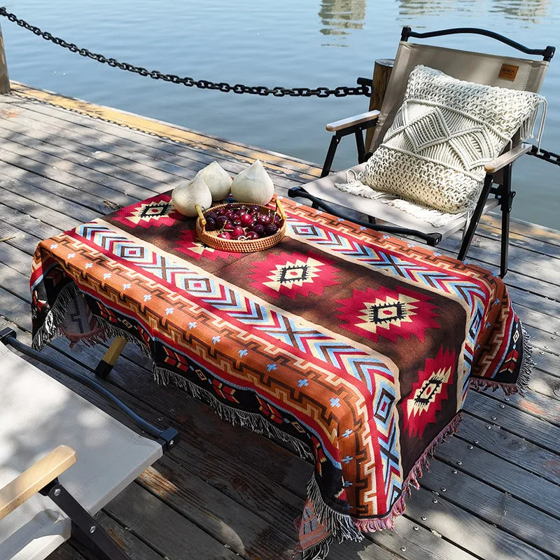 Tribal Linen Blanket: Boho Chic for Outdoor Comfort and Style