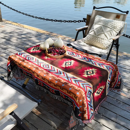 Tribal Linen Blanket: Boho Chic for Outdoor Comfort and Style