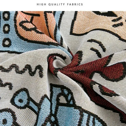 Graffiti Outdoor Blanket with Tassels: Versatile Comfort for Stylish Adventures