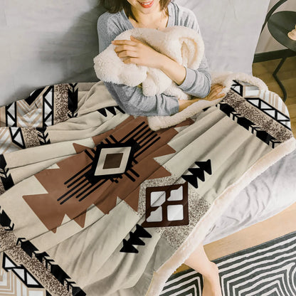 Indian Geometry Graphics Blanket: Winter Warmth with Stylish Comfort