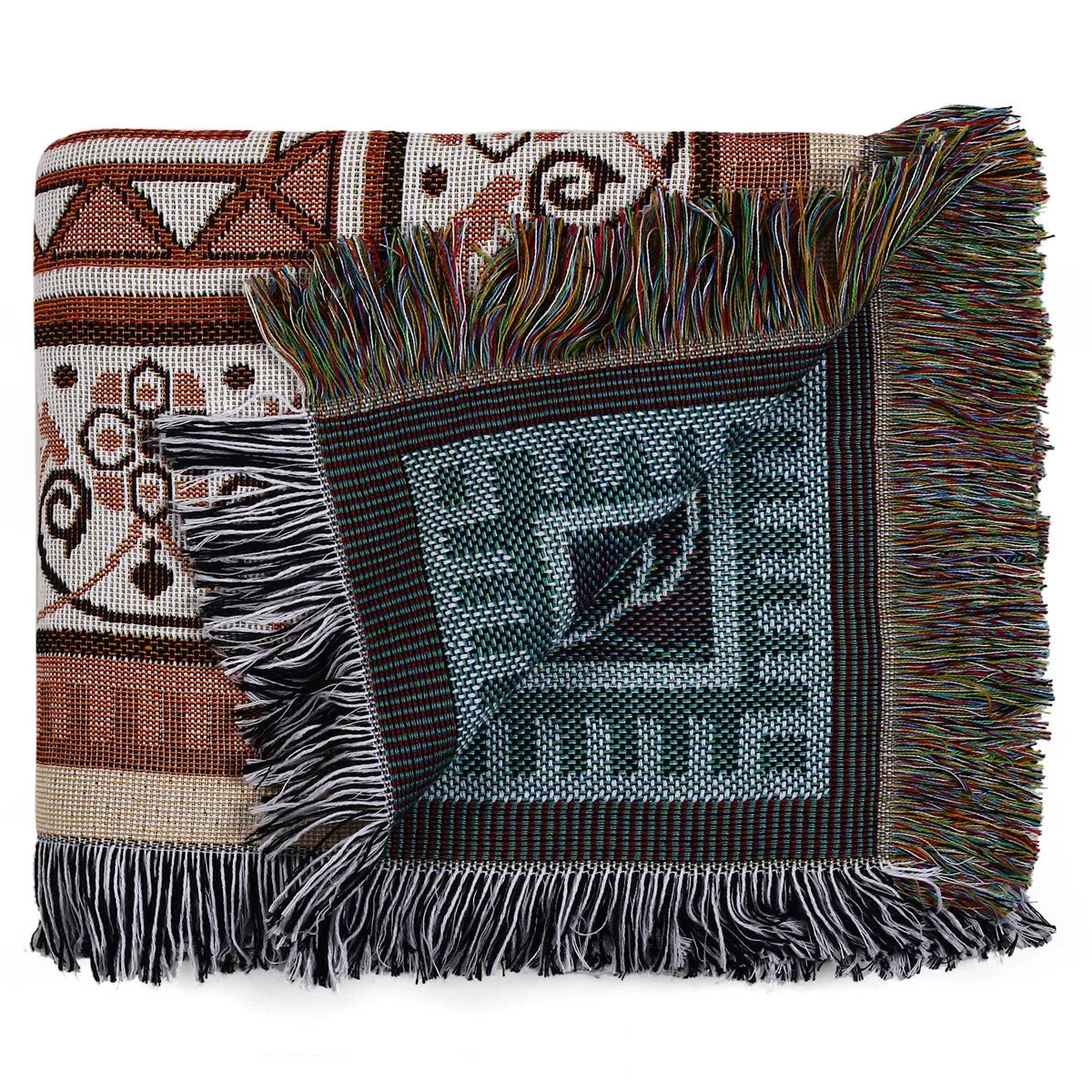 Bohemian Striped Portable Tassels Blanket: Versatile Comfort for Outdoor Adventures-Pink