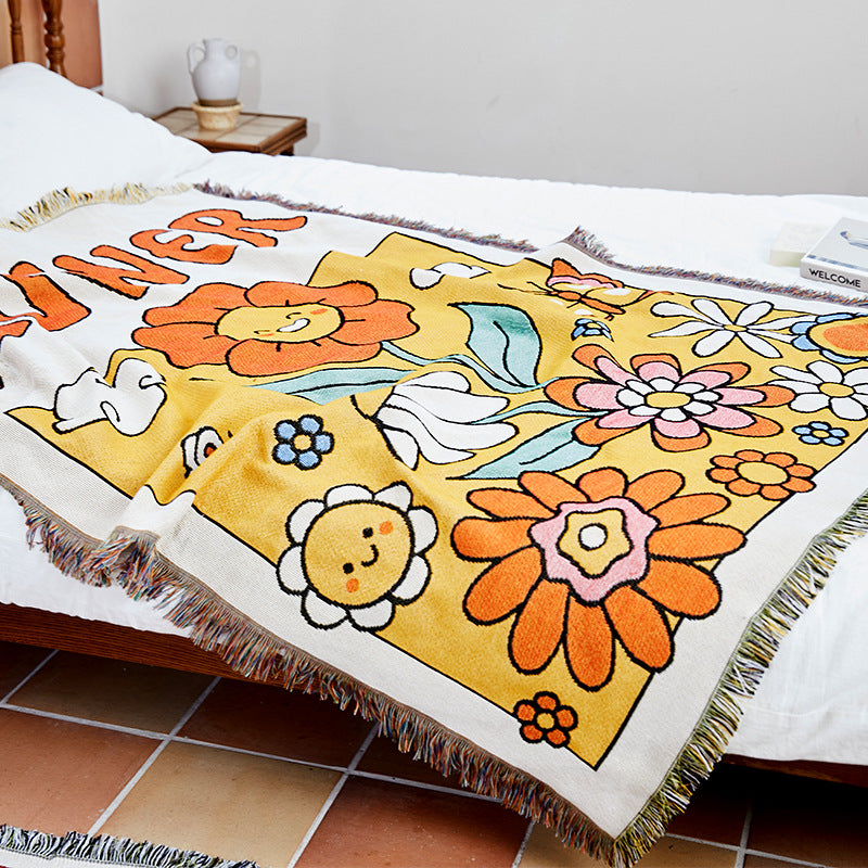 Chenille Sunflower Picnic Blanket: Cozy Comfort in European and American Style